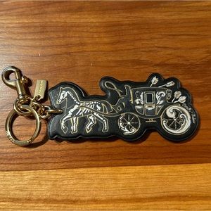 Coach X Chelsea Black Leather Horse and Carriage Bag Charm Keyring